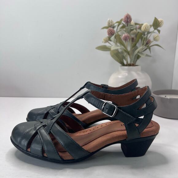 Cobb Hill Aubrey Leather T-Strap Heels Sandals Gray Women's 9B NWOB - Picture 3 of 11